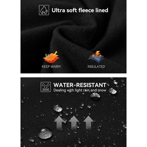 Women's Fleece Lined Leggings Water Resistant Thermal High Waist with Pockets - Picture 4 of 8